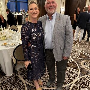 Zara Women - Formal Blue Lace Dress with nude lining